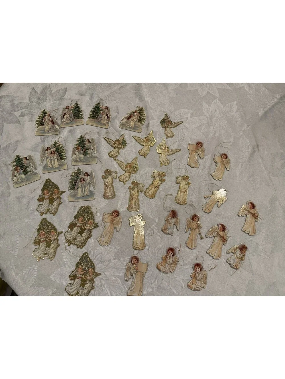 Lot Of 35 Shackman & Co 2 Sided Die Cut Ornaments Cherubs Victorian EUC